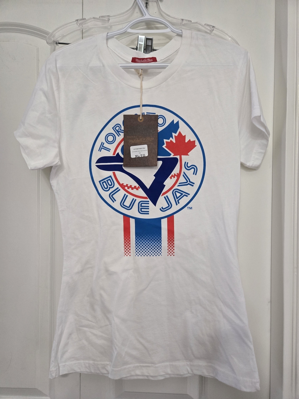 Mitchell & Ness NWT Women's White Toronto Blue Jays Graphic Tee Red & Blue Logo